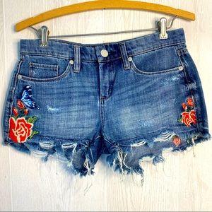 Blank NYC•Hiker Short•Embroidered•Distressed•Denim•Size 24•Floral Butterflies